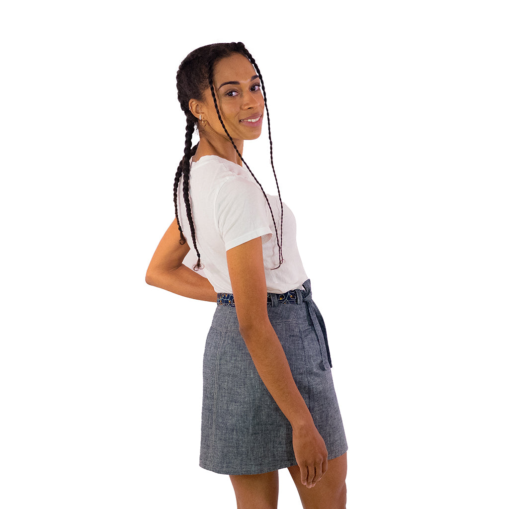 Falda cruzada reversible en dos estampados
