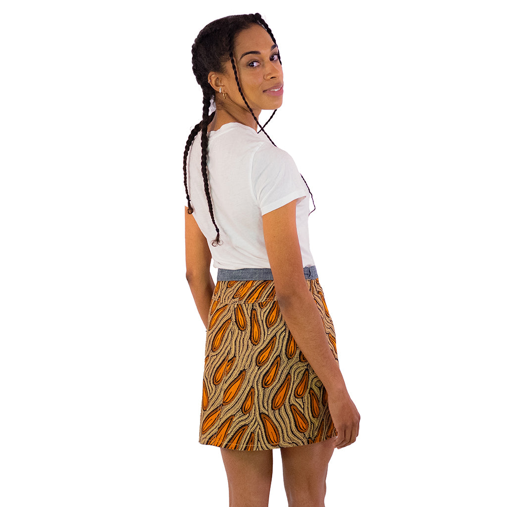 Falda cruzada reversible en dos estampados