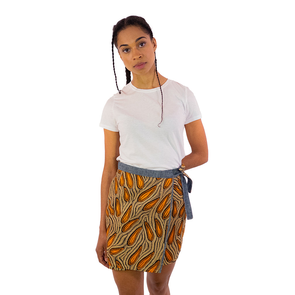 Falda cruzada reversible en dos estampados