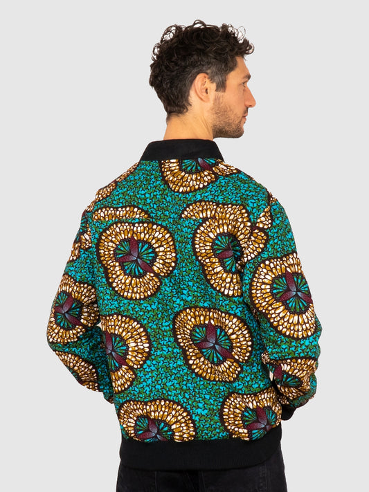Faire Bomberjacke Herren mit türkisem 'Mariposa' Print - Khala
