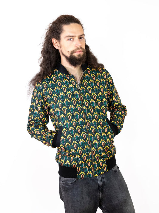 Faire Bomberjacke Herren mit 'Peacock' Print - Khala