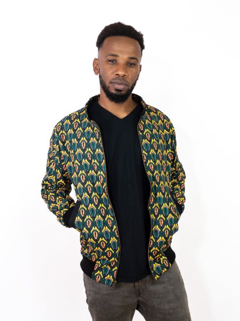 Faire Bomberjacke Herren mit 'Peacock' Print - Khala