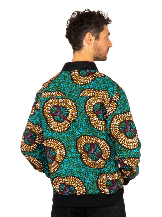 Faire Bomberjacke Herren mit türkisem 'Mariposa' Print - Khala