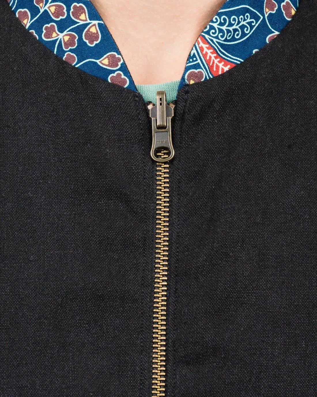 Schwarze Herren Hanf Wendejacke mit blauem Print 'Moongarden' - Khala