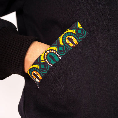 Schwarze Damen Wendejacke mit grün gelbem Print 'Peacock - Khala